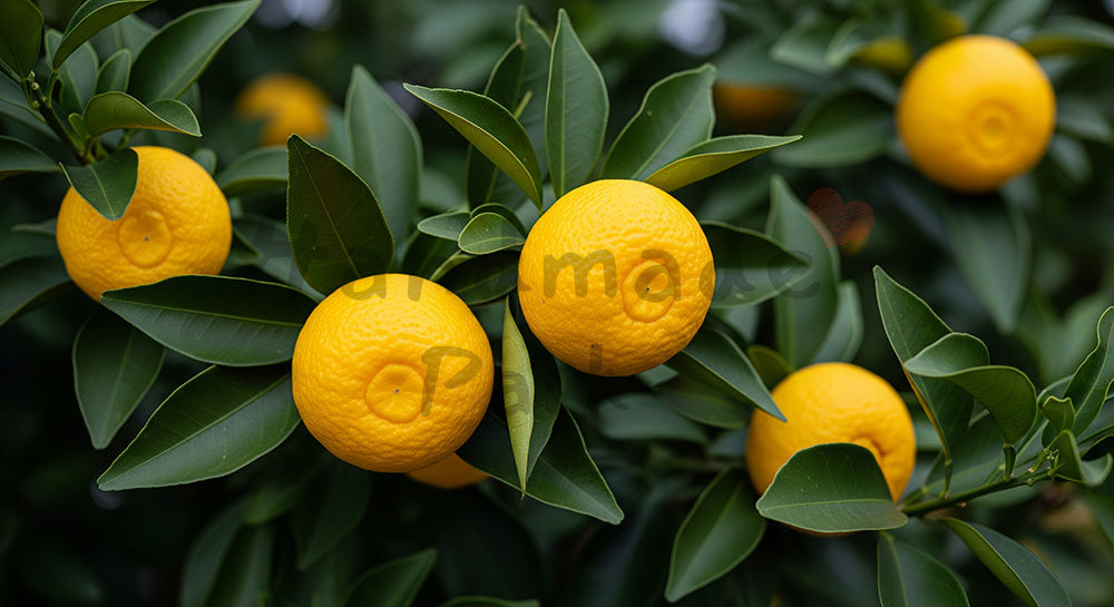 フリー素材 無料 写真|冬のユズの実旬を伝える余白背景|告知バナーに使えるナチュラルな画像