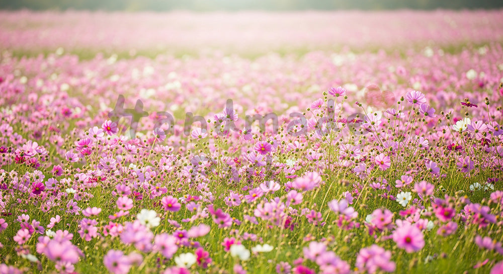 フリー素材 無料 写真|秋のコスモス草原柔らかな日差しと余白|SNS投稿に使えるナチュラルな画像