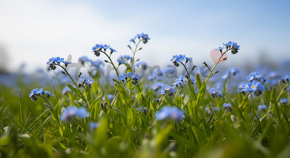 フリー素材 無料 写真|ワスレナグサの小花群生マクロと大きなボケ|商品ページに使えるナチュラルな画像