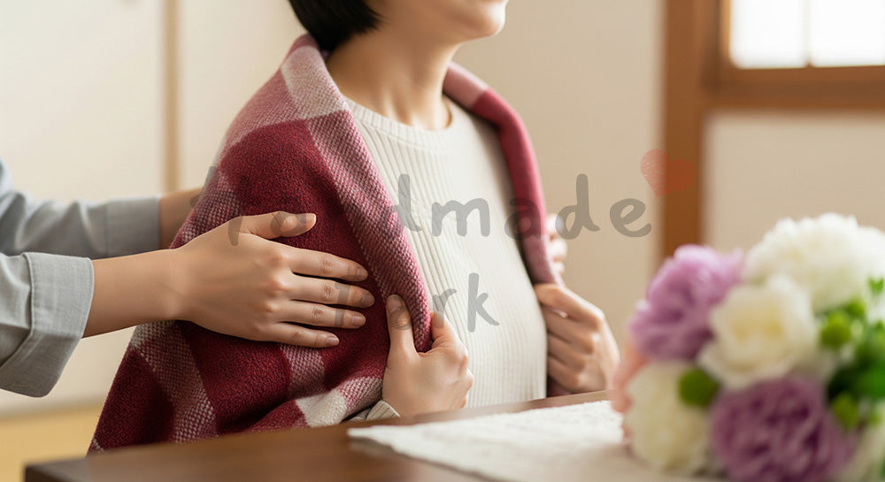 フリー素材 無料 写真|母の日 思いやりが伝わるケアと花束|告知画像に合わせやすい
