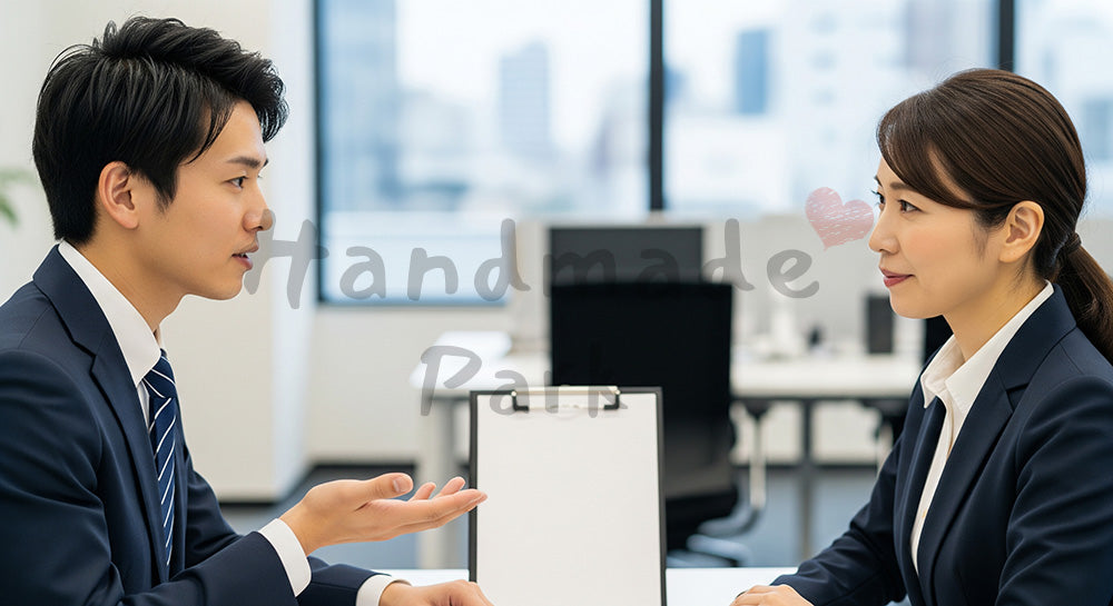 フリー素材 無料 写真|採用・育成向け 日本の営業が提案ロープレで練習する成長が伝わる写真|SNS投稿のアイキャッチ画像向け