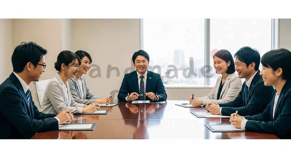 フリー素材 無料 写真|採用向け 日本の会議室で対等に議論し納得する日本人営業の協働シーン写真 シーン|LP・バナーに使いやすい