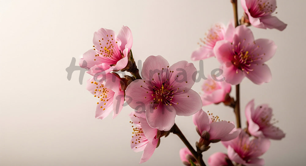 フリー素材 無料 写真｜桃の花クローズアップ、無地背景で春の色を強調