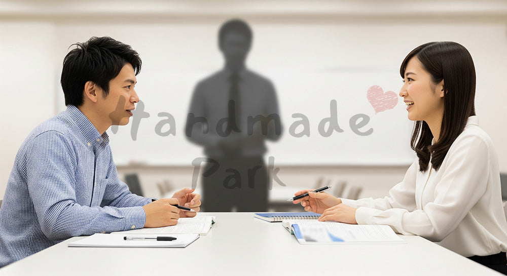 フリー素材 無料 写真｜語学スクールで英会話のペアワークに取り組む日本人学習者たち（表現7）
