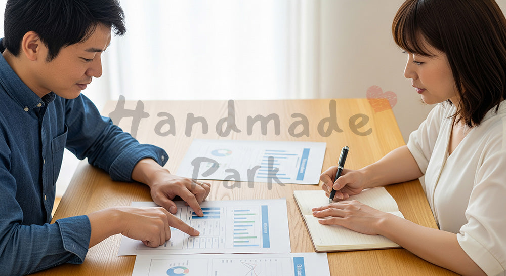 フリー素材 無料 写真｜教育費の将来計画を話し合う日本人夫婦（表現2）