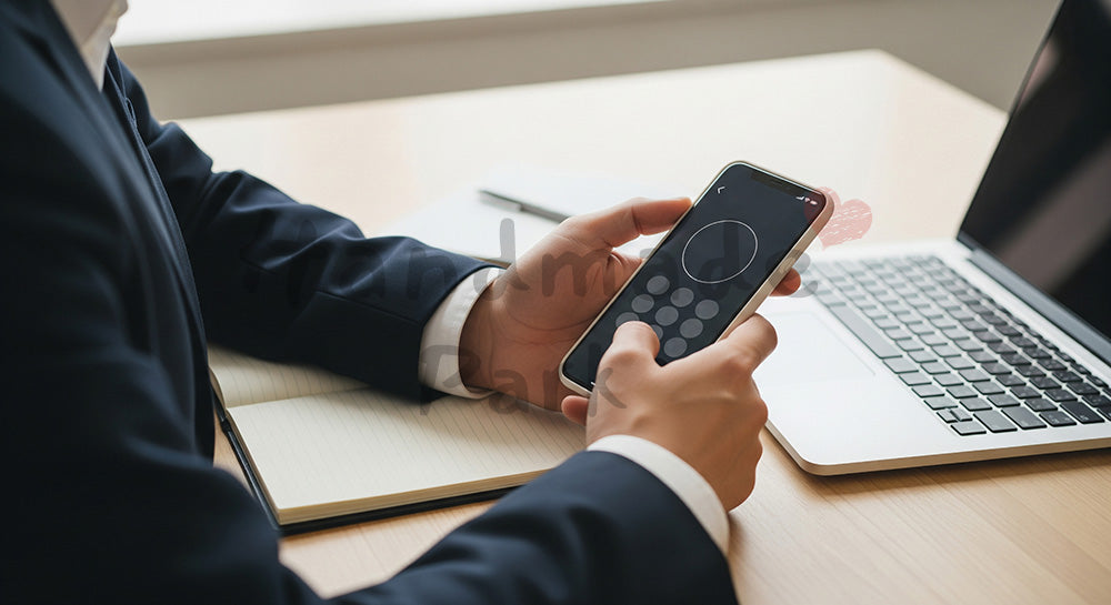 フリー素材 無料 写真|スマートフォンで二段階認証コードを入力する日本人ビジネスパーソンの手元クローズアップ 写真背景