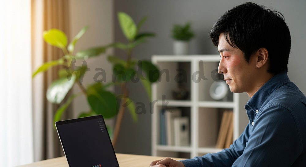 フリー素材 無料 写真｜自宅ワークスペースでオンライン会議に参加する日本人ビジネスパーソン