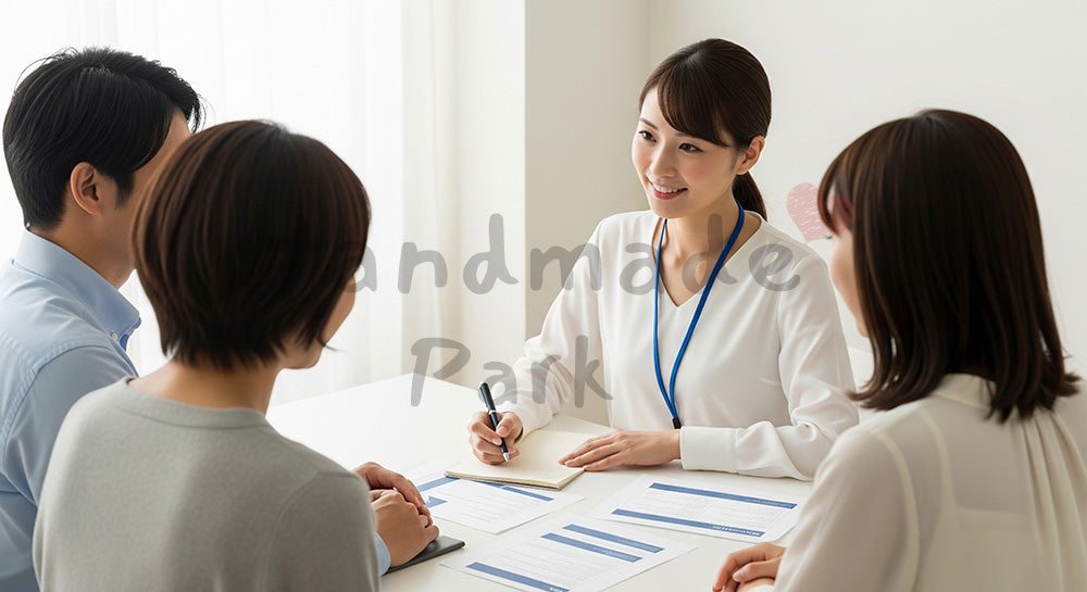 フリー素材 無料 写真｜カウンセラーとともに夫婦関係について相談する日本人カップル 背景素材