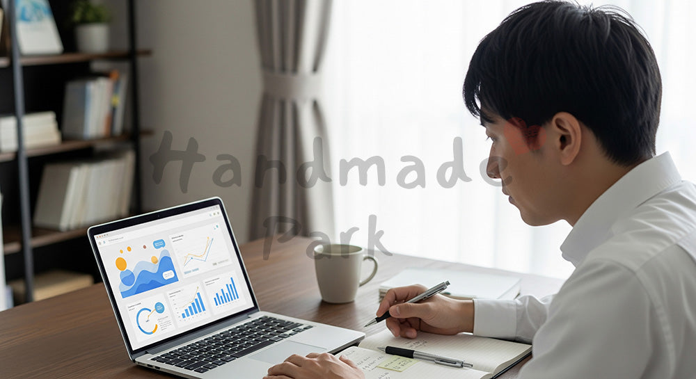 フリー素材 無料 写真｜ノートPCでオンライン講座を受講する日本人社会人の自己啓発学習シーン（表現6）