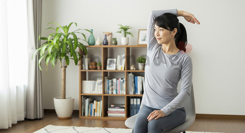 フリー素材 無料 写真｜子ども部屋で机周りを整理する日本人母親 背景素材