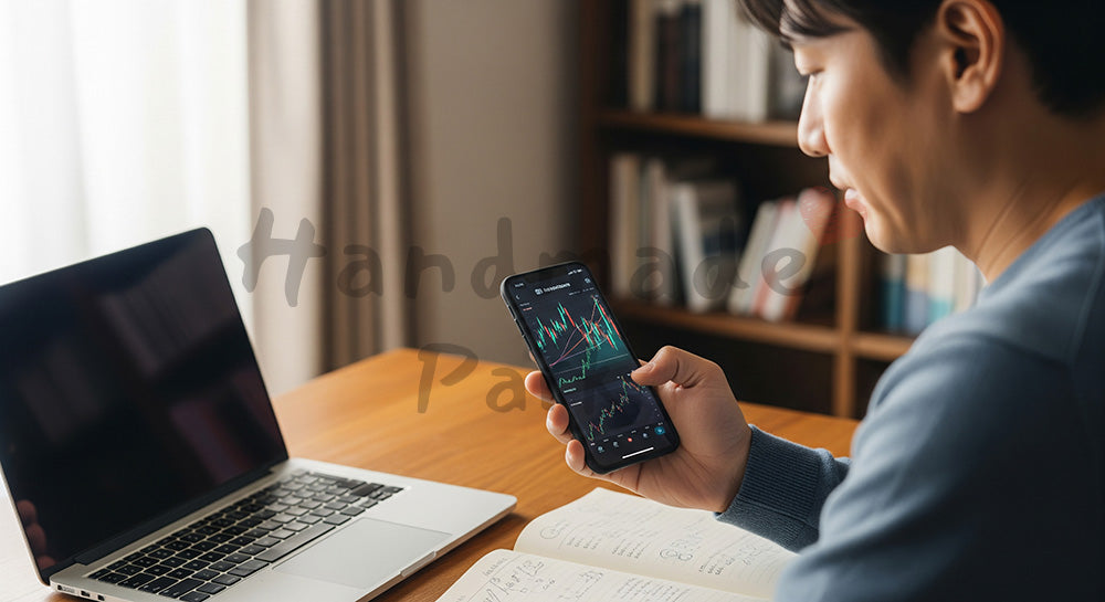 フリー素材 無料 写真｜スマホで投資状況を確認する日本人男性の資産管理シーン