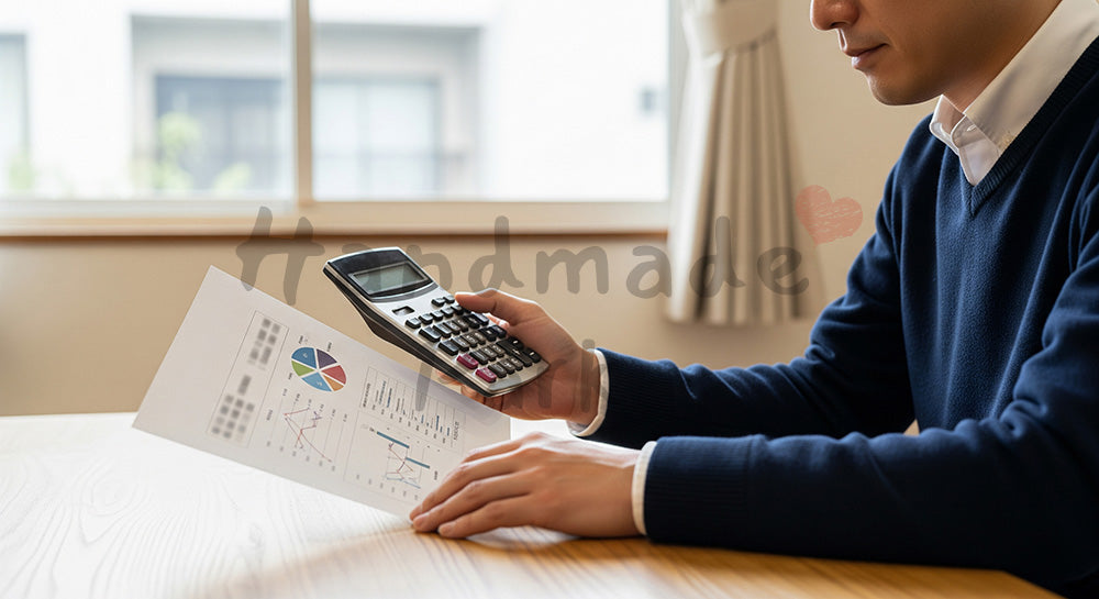 フリー素材 無料 写真｜住宅ローン返済計画を立てる日本人男性のライフプランニング 背景素材