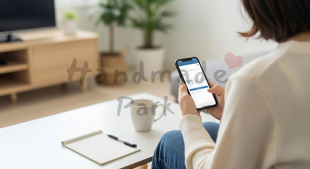フリー素材 無料 写真｜スマホで買い物リストや予定を確認する日本人主婦のリビングシーン 背景素材
