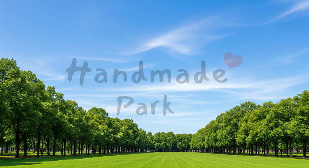 フリー素材 無料 写真｜青空と並木の公園風景、デザイン素材に使える高解像度バックグラウンド写真