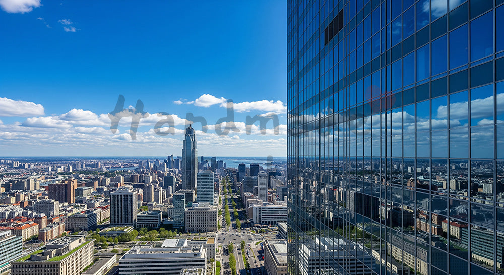 フリー素材 無料 写真｜都会的でクリーンな背景写真のあるビルのガラスに映る青空