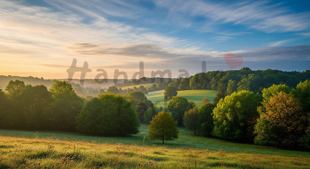 フリー素材 無料 写真｜青空と郊外の丘陵、ナチュラルで使いやすい高解像度背景写真