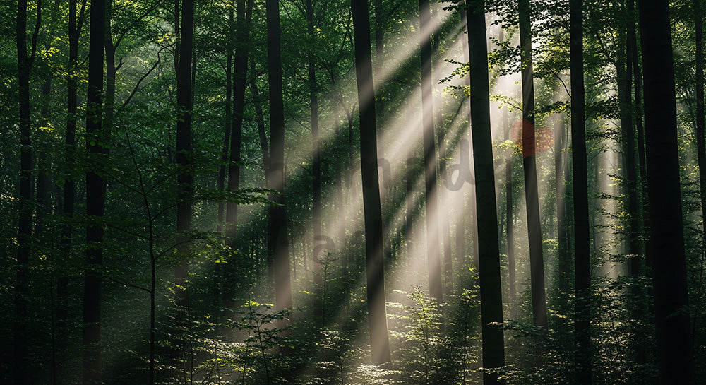 フリー素材 無料 写真｜森に差す光の背景 写真背景