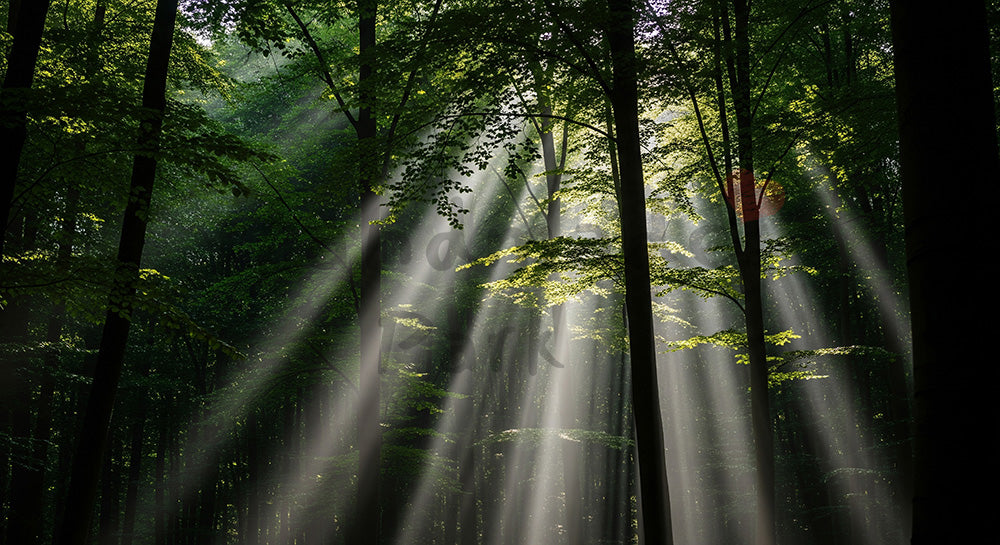 フリー素材 無料 写真｜森に差す光の背景 背景素材