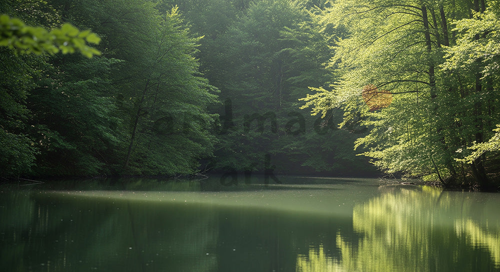 フリー素材 無料 写真｜SDGsの水と森を想起する小さな池と緑の背景 スペースで文字入れ