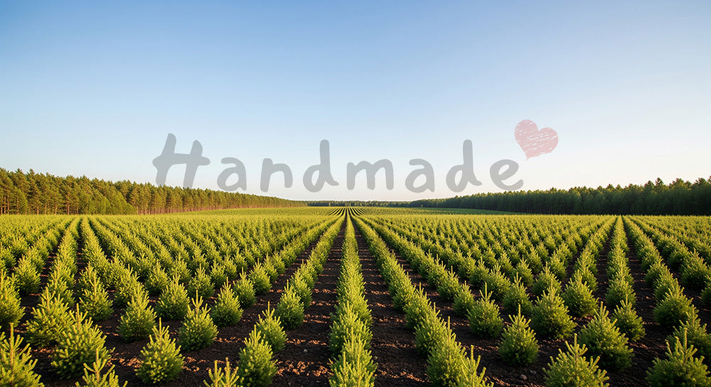 フリー素材 無料 写真｜SDGsの植林を想起する若木が並ぶ森背景 空抜けスペースで文字入れ