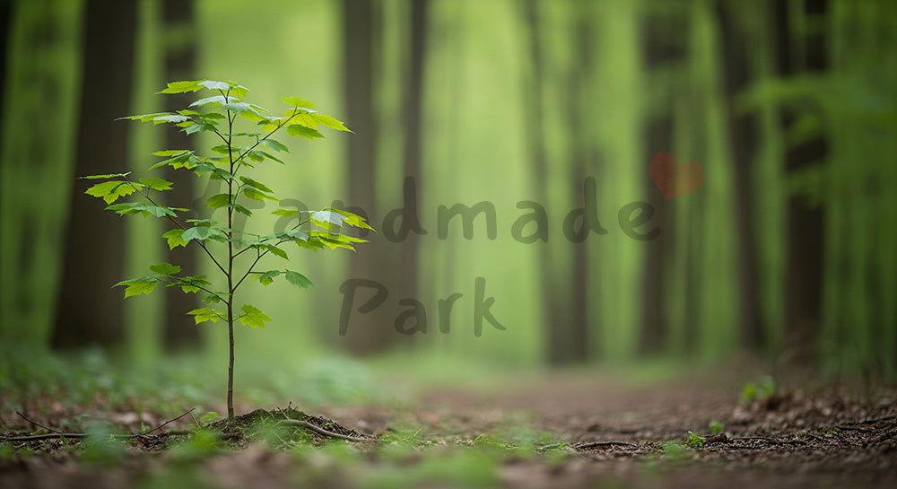 フリー素材 無料 写真｜SDGsの未来を象徴する一本の若木背景 文字入れスペース確保 背景素材