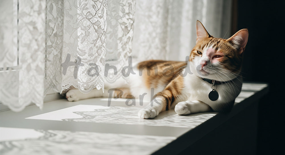 フリー素材 無料 写真｜窓辺の猫｜シンプルな背景として ロゴ・文字なし