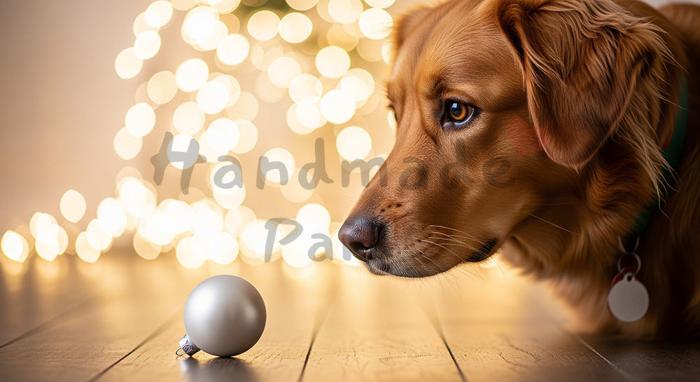 フリー素材 無料 写真｜クリスマスの室内の犬の写真｜バナー背景に合わせやすい