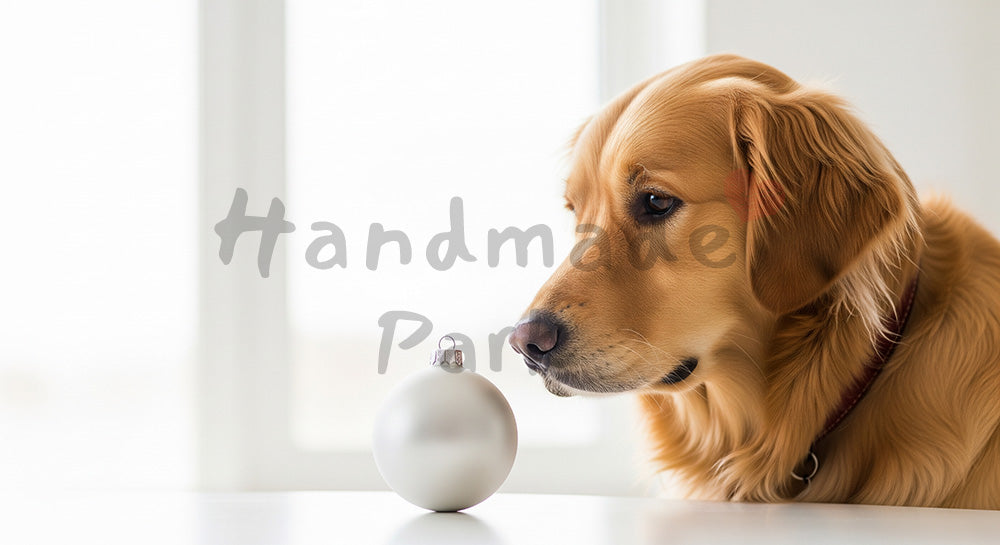 フリー素材 無料 写真｜クリスマスの室内の犬の写真｜ナチュラルな雰囲気に