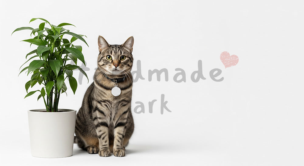 フリー素材 無料 写真｜やわらかな自然光の観葉植物と猫のナチュラル室内背景｜保険・医療のイメージに