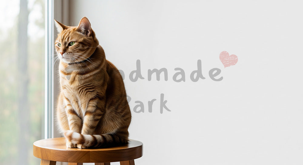 フリー素材 無料 写真｜窓辺スツールに座る猫の淡い逆光背景｜ナチュラルな雰囲気に