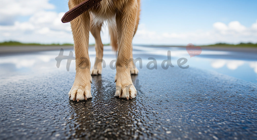 フリー素材 無料 写真｜雨上がりの散歩で犬の足元と空の写真｜SNS投稿の背景におすすめ