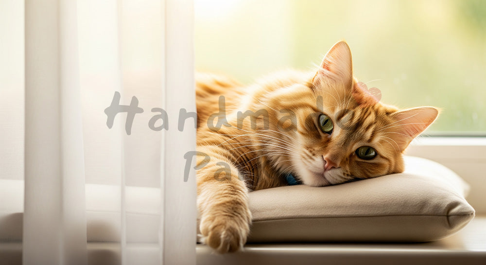 フリー素材 無料 写真｜夏の窓辺で涼む猫のやわらか背景｜ナチュラルな雰囲気に