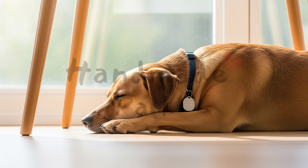 フリー素材 無料 写真｜ペットライフスタイルがあるワークデスク下でくつろぐ犬の在宅背景｜トップページのビジュアルに