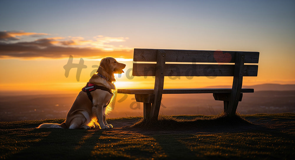フリー素材 無料 写真｜やわらかな自然光の夕焼け空と犬のシルエット寄り背景｜保険・医療のイメージに