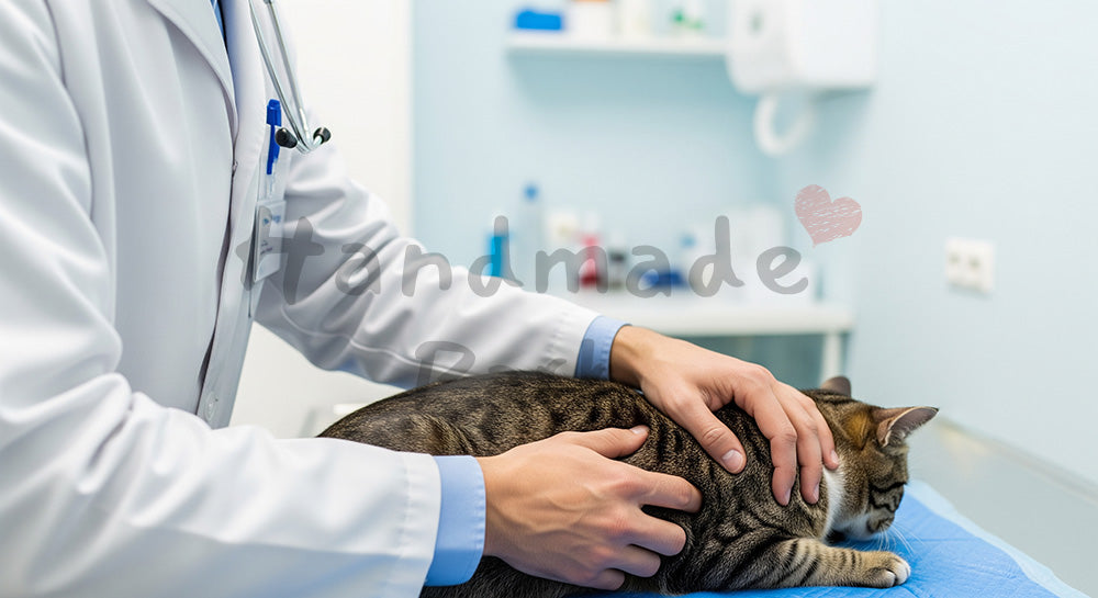 フリー素材 無料 写真｜動物病院で猫の触診ケア、清潔感あるビジュアルに
