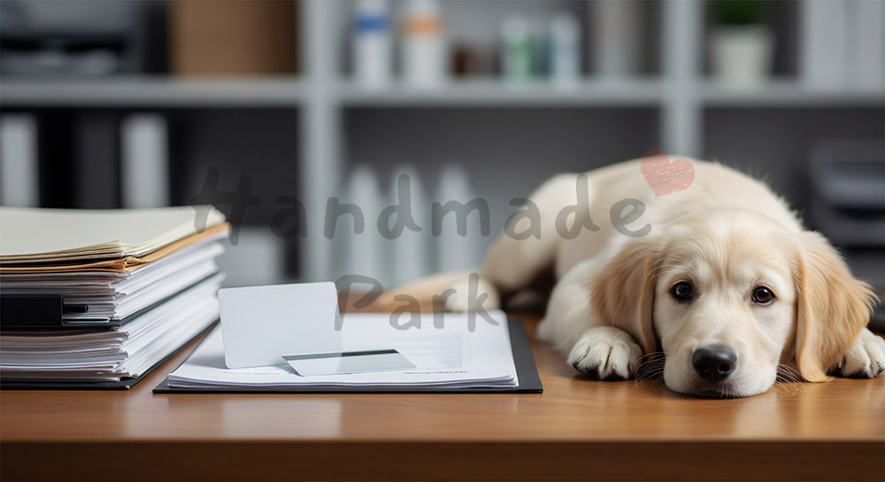 フリー素材 無料 写真｜動物病院の受付と犬のイメージの写真｜保険・医療のイメージに