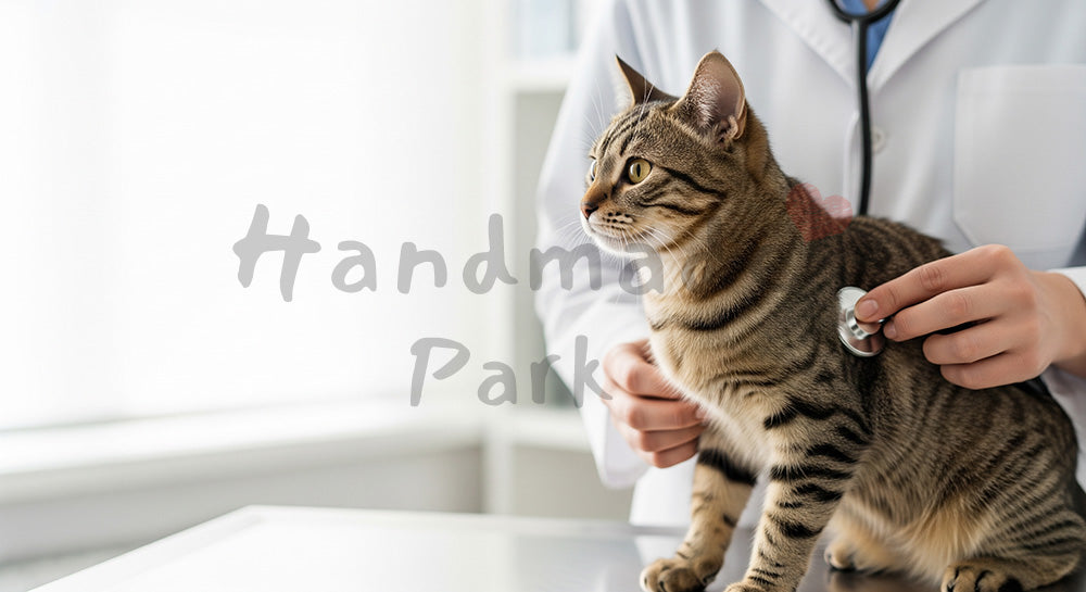 フリー素材 無料 写真｜聴診器で猫の健康診断、教育・教材の挿絵に