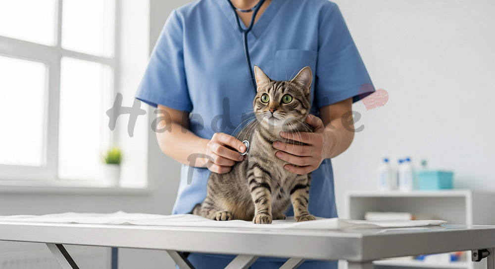 フリー素材 無料 写真｜聴診器で猫の健康診断、ブログのアイキャッチ向き