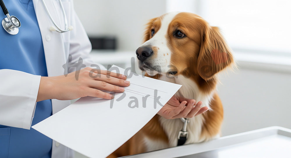 フリー素材 無料 写真｜ペットヘルスケアがある動物病院の清潔な備品と犬の足元｜サムネイル作成に便利