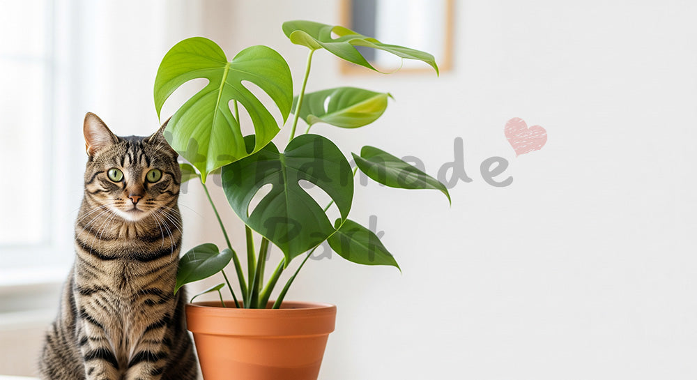 フリー素材 無料 写真｜ウェルネスがある観葉植物と猫のナチュラル背景｜明るいトーンで使える