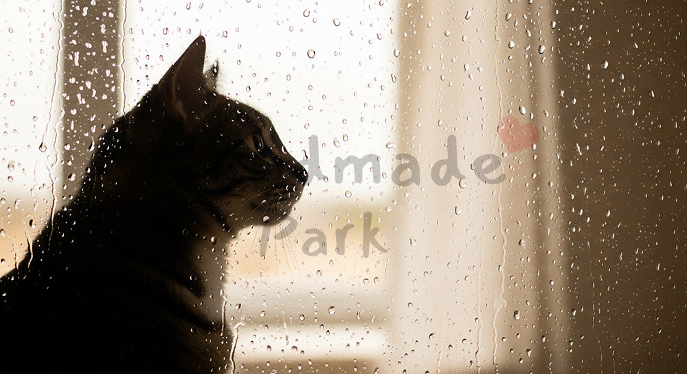 フリー素材 無料 写真｜雨の日の窓×猫｜チラシ・ポスターにも活躍