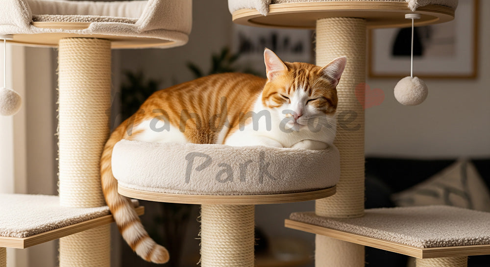 フリー素材 無料 写真｜ブログのアイキャッチ向きに使えるキャットタワーの猫