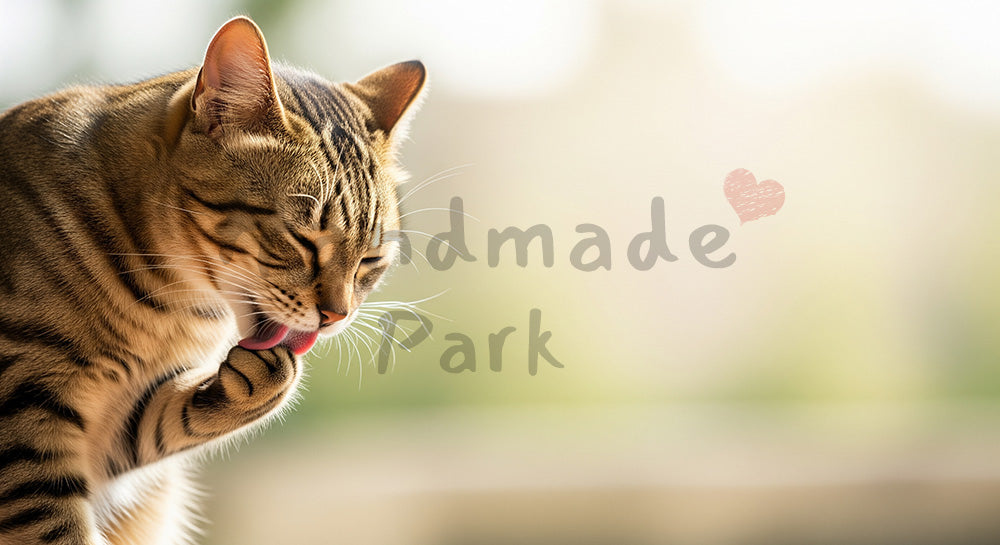 フリー素材 無料 写真｜毛づくろいする猫｜ウェルネス系を添えたEC商品ページの挿絵に