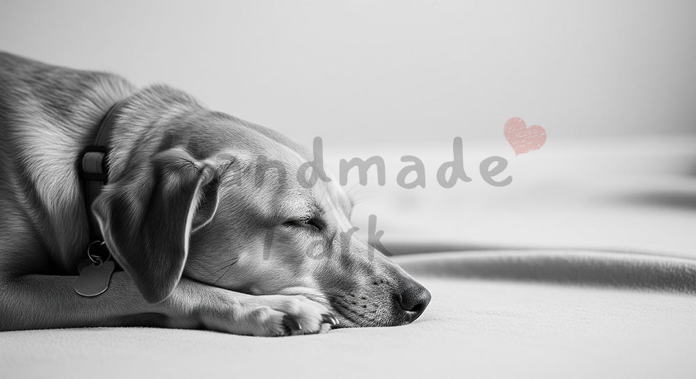フリー素材 無料 写真｜ブランケットで眠る犬のやさしい室内カット 中央に余白の背景素材｜トップページのビジュアルに ロゴ・文字なし