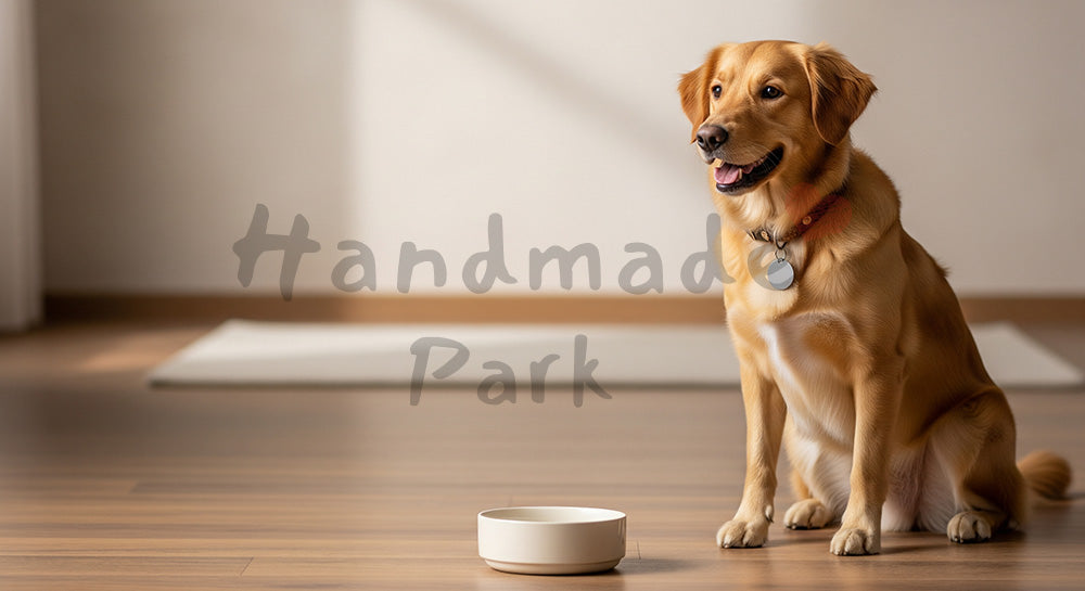 フリー素材 無料 写真｜おやつでトレーニングする犬 しつけの前向きイメージと余白｜説明テキストを添えたコピースペースを活かせる