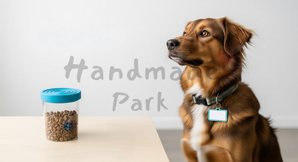 フリー素材 無料 写真｜おやつでトレーニングする犬 しつけの前向きイメージと余白｜説明テキストを添えたブログのアイキャッチ向き