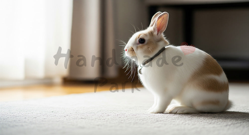 フリー素材 無料 写真｜EC商品ページの挿絵にに使えるうさぎが室内でくつろぐ暮らしの背景