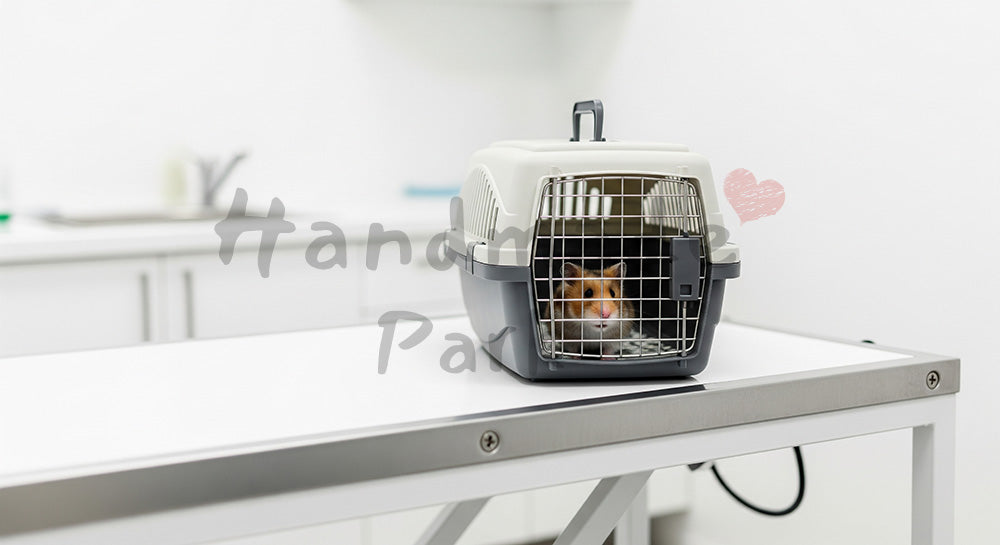 フリー素材 無料 写真｜動物病院で検診を待つハムスター｜ブログのアイキャッチ向き ロゴ・文字なし