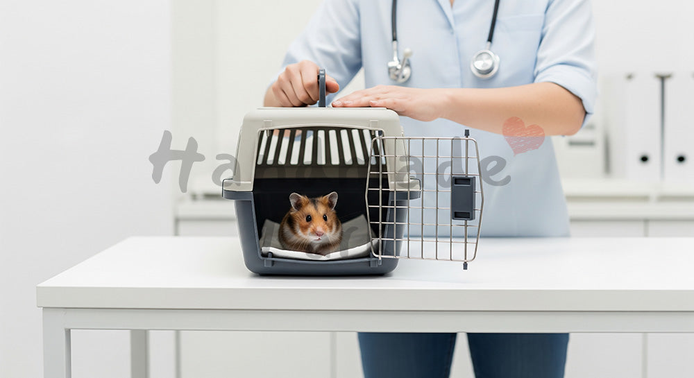 フリー素材 無料 写真｜EC商品ページの挿絵にに使える動物病院で検診を待つハムスター