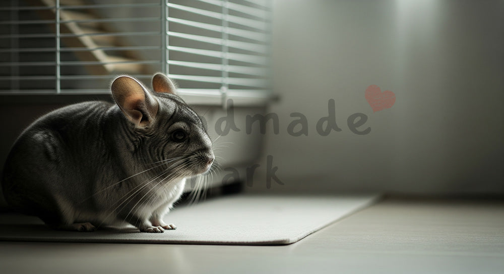 フリー素材 無料 写真｜窓辺の光でチンチラが過ごす飼育シーンの写真｜EC商品ページの挿絵に